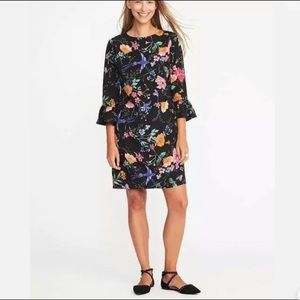 Old Navy Floral & Bird Print Bell Sleve Dress M